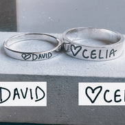 Handwriting Ring Set in Solid Sterling Silver