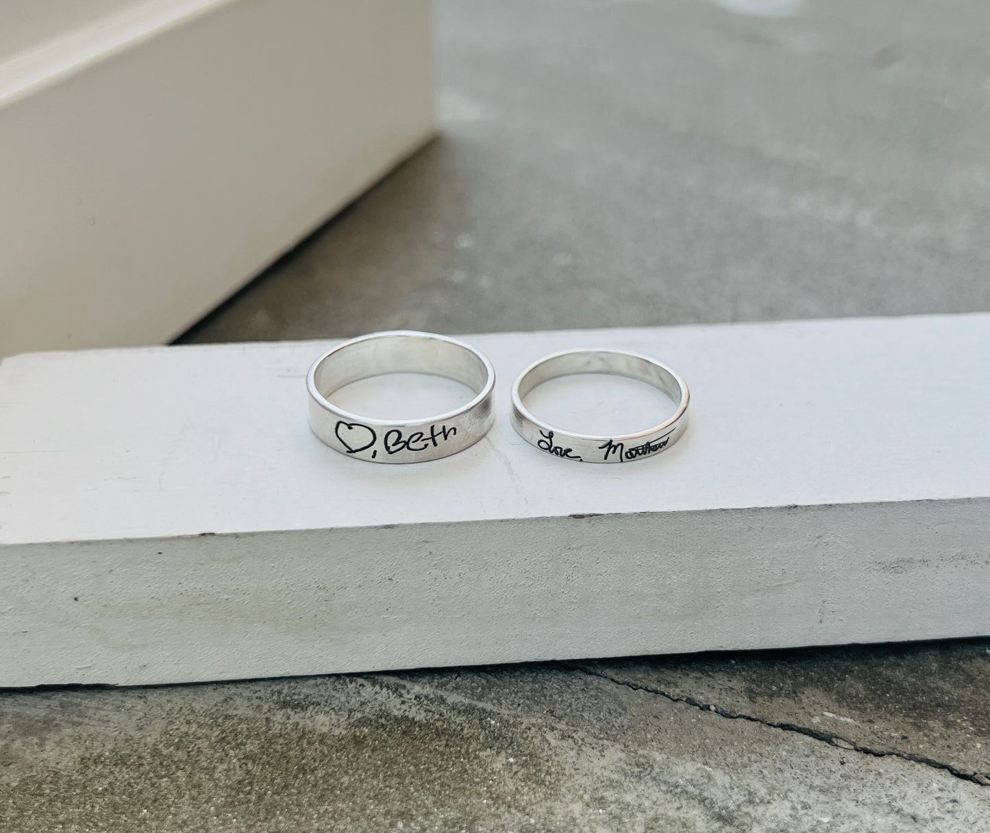 Handwriting Ring Set in Solid Sterling Silver