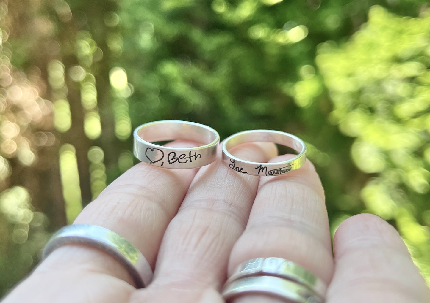 Handwriting Ring Set in Solid Sterling Silver