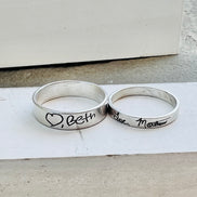 Handwriting Ring Set in Solid Sterling Silver