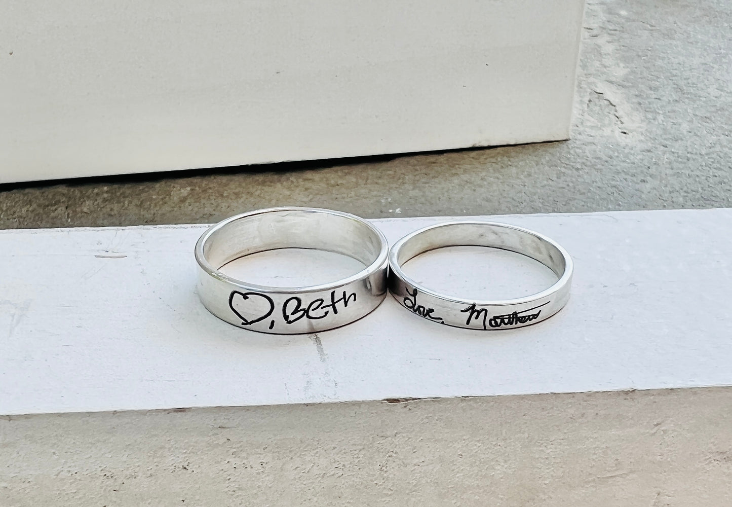 Handwriting Ring Set in Solid Sterling Silver