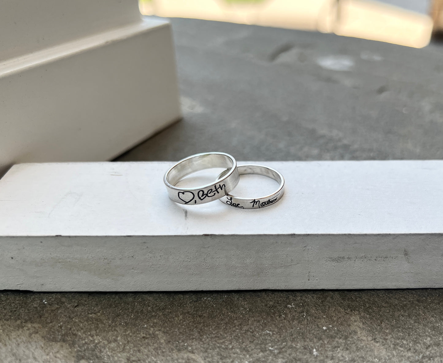 Handwriting Ring Set in Solid Sterling Silver