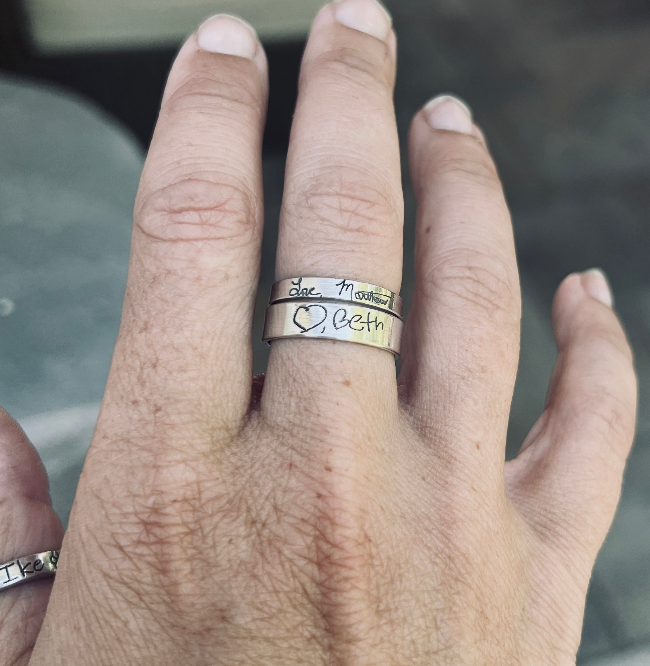 Handwriting Ring Set in Solid Sterling Silver