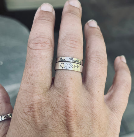 Handwriting Ring Set in Solid Sterling Silver